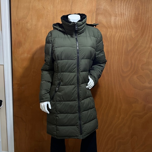 Andrew Marc Jackets & Blazers - Andrew Marc Stretch Hooded Puffer Coat Olive Green Women's Size XL